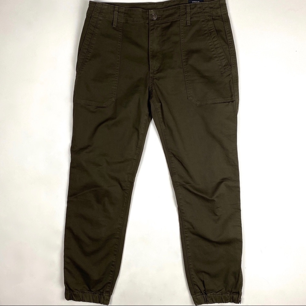 Vince Dark Willow Green Cotton Utility Pants - Picture 2 of 10